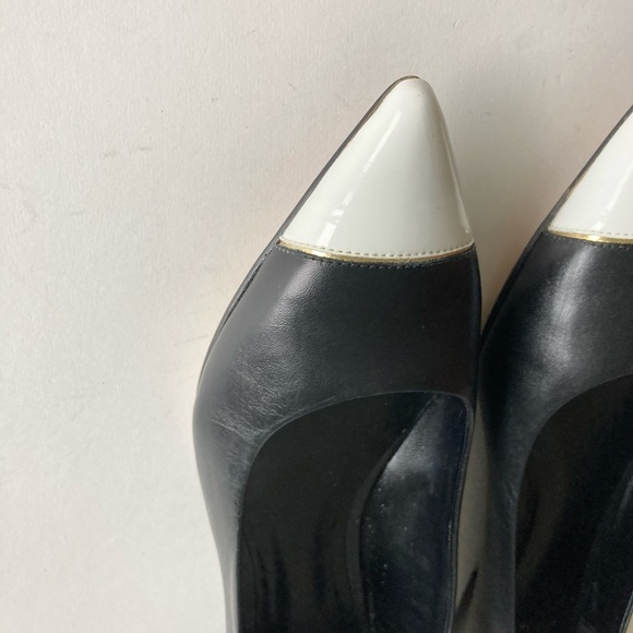 Truth or Dare by Madonna Black Leather White Patent Leather Cap Toe Flats size 8 - Picture 9 of 15